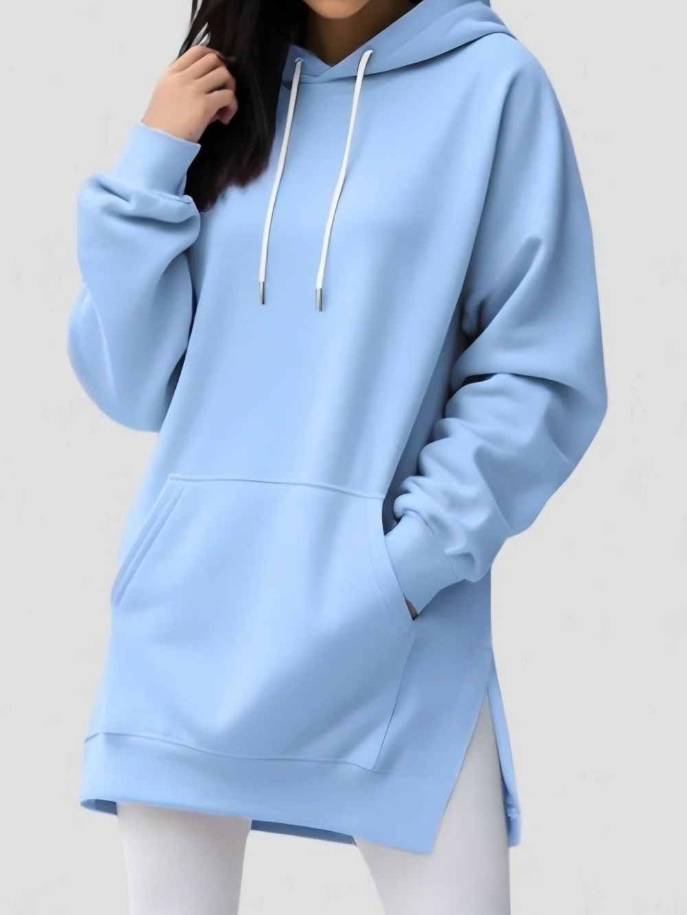Women's Pastel Blue Oversized Hoodie Dress